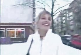 Inre cumshot för jul inuti en amatör i porr av en gammal red-haired